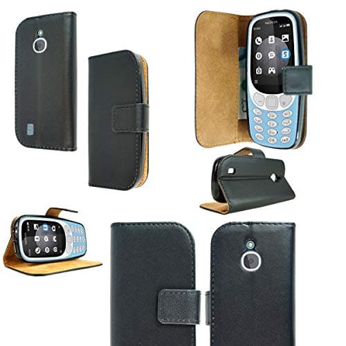 Image of PIXFAB For Nokia 3310 3G / 4G - Premium Black Book Leather Flip Wallet Phone Case Cover