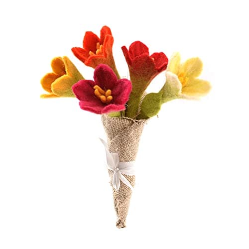 Image of Glaciart One Felt Lily Flowers Artificial Bouquet - 5 pcs|Reusable, Washable and Essential Oil Ready Multi Color Artificial Flowers w/Bendable Wire Stem |Great as Gift and Home or Event Decorations
