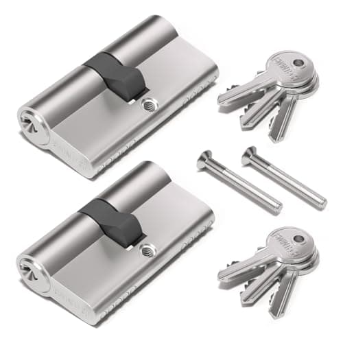 Image of Bwintech 2 Pcs Keyed Alike 80mm(40/40) Nickel Euro Cylinder Lock,Door Barrel Lock,Key/Key with 6 Standard Keys,Anti-Pick,Anti-Bump,Anti Drill,High Security for UPVC,Wooden,Composite Doors