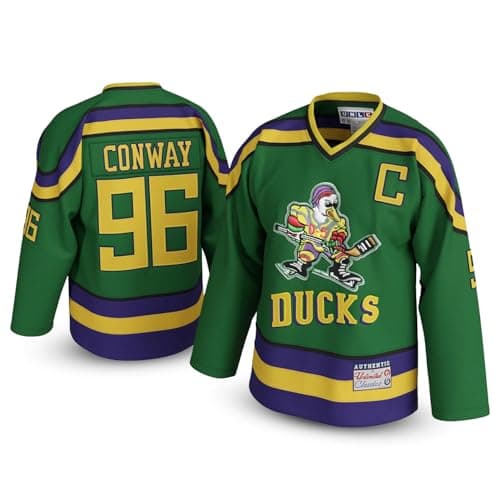 Image of Charlie Conway #96 Mighty Ducks Jersey – Movie Ice Hockey Shirt, 90s Throwback, Stitched Letters, Breathable Fabric, S–5XL, Green, S