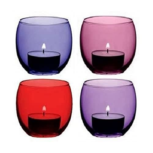 Image of LSA International Coro Tealight Holder H6.5cm Berry Assorted | Set of 4 | Hand Painted Glassware | CZ06