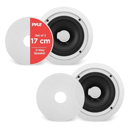 Image of Pyle Home Ceiling Speaker System Wall Mount Speakers Pair of 2-Way Midbass Woofer Speaker - White,17cm- 6.5 Inch