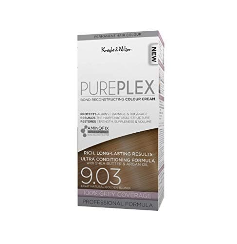 Image of Knight & Wilson PurePlex Light Natural Golden Blonde Permanent Hair Colour Dye. Protect, Restore and Nourish with Aminofix. 9.03 Light Natural Golden Blonde. 100% Grey Coverage.