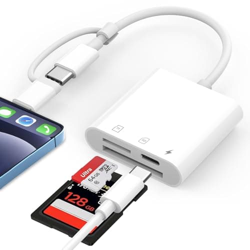 Image of SD Card Reader for iPhone Pad, USB C & Lightning Memory Card Reader with Micro SD & SD Dual Card Slot, Camera Card Viewer Memory Card Adapter for iPhone iPad Android/Camera