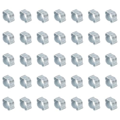 Image of PATIKIL 35 Pack 5-7mm Double Ear Hose Clamp, Galvanized Steel O Clip Crimp Rings for Fuel Petrol Pipe Tube Fitting Connections, Silver Tone