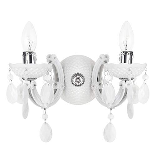 Image of LITECRAFT Marie Therese Wall Light Crystal Effect Candle 2 Arm - White