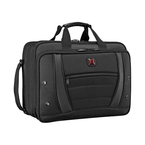 Image of Wenger Synergy laptop case with shoulder strap, notebook up to 17 inches, briefcase, organizer, 28 L, for men and women, office, business travel or uni, black, 612475