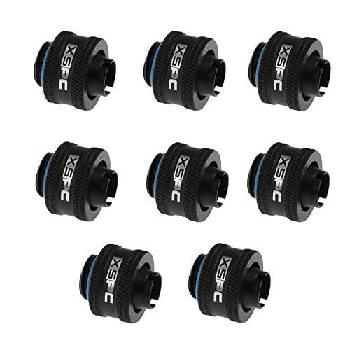 Image of XSPC G1/4 to 3/8 ID 1/2 OD Compression Fitting V2 - Matte Black (8 Pack)