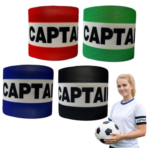 Image of 4Pcs Captain's Armband for Football Training, 4Pcs Elastic Captain Armbands in Black Green Red Blue, Breathable Fabric, Comfortable Adult & Junior Soccer Captain Arm Band(Black,Red,Green,Blue)