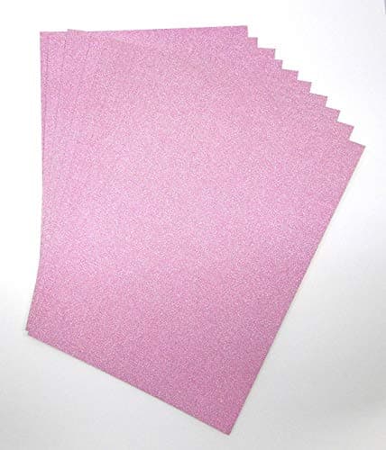 Image of A4 Light Pink Glitter Card Paper Non Shed Sparkle Craft Sheets - 250gsm Bling Crafting Cardstock - Acid Free - 10 Sheets