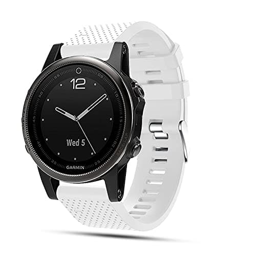 Image of TOPsic Soft Silicone Replacement Watch Strap for Garmin Fenix 5S / Fenix 5S Plus/Fenix 6S / Fenix 6S / Fenix 7S Solar/Sapphire Solar, white, 22.5 centimètres, Classic