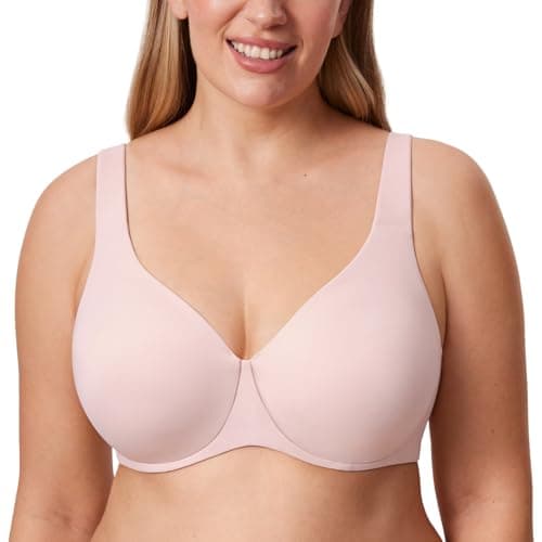 Image of DELIMIRA Women's Minimiser Bra Plus Size Non Padded Underwired Seamless Comfort Bras Gentle Rose 34DD