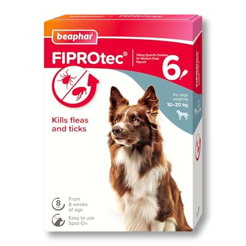 Image of Beaphar - FIPROtec Spot-On Flea & Tick Treatment for Medium Dogs 10-20kg - 6 Pipettes - Kills Fleas & Ticks – Veterinary Medicine - Easy to Apply Monthly - Suitable for Dogs & Puppies from 8 Weeks
