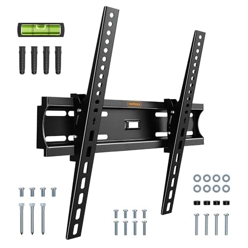 Image of VonHaus TV Wall Bracket for 26-60" Screens, TV Bracket with Spirit Level, Flat to Wall Mount with Tilt, 45kg Capacity, Max VESA: 400x400mm