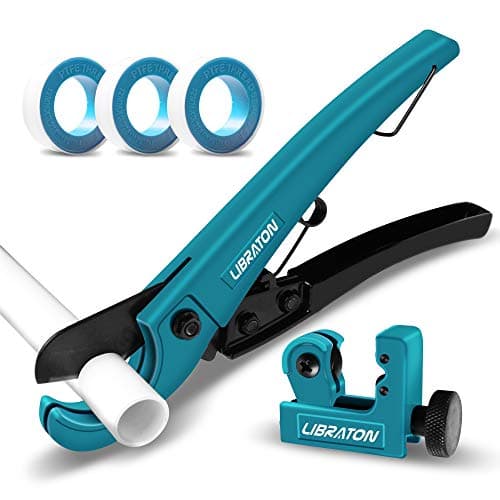 Image of Libraton Plastic Pipe Cutter 0-31mm, PVC Pipe Cutter Set for PEX, PVC, PPR Plastic Hoses, Hose Cutter with Tube Cutter 3-22mm, 3-piece 10Meter PTFE Seal Tapes