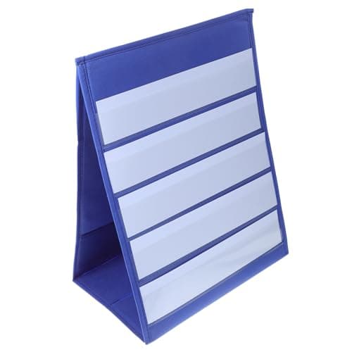 Image of Tofficu Self-standing Desktop Pocket Chart for Preschool Learning and Teaching, White Paper Material with 20 White Cards, Tabletop Display Stand for Phonics Cards and Sentence Strips,