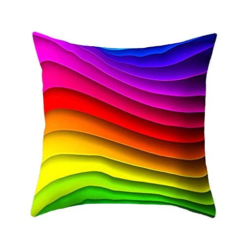 Image of Zodiark Cushion Cover with Vivid Rainbow Multi Colour Print Patterns 45x45cm (Waves)
