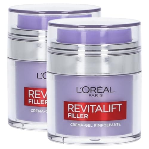Image of L'Oréal Paris Revitalift Filler Nourishing and Hydrating Facial Plumping Gel Cream with Hyaluronic Acid for All Skin Types - 2x 50ml Jars