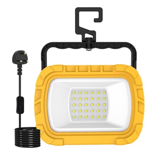 Image of T-SUN 30W LED Work Light Garage Lights, 1000LM Job Site Light with Hook, Portable Construction Lights, 6500K Cold White Folding Floodlight for Garage Workshop Camping Outdoor Car Repairing Loft
