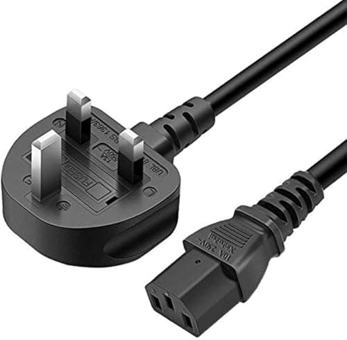 Image of UXWEN Monitor Power Cable UK for Samsung, Dell, Sony, HP, LED LCD Smart TV, 250V 10A 3 Prong Kettle Lead 5FT IEC C13 Universal AC Power Cord Replacement for PC, Monitor, Printer (1.5M/5FT)