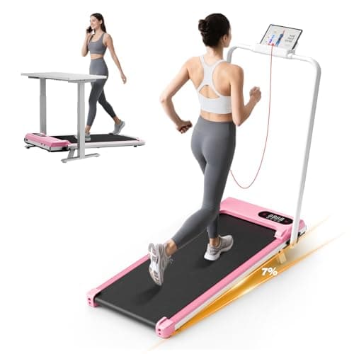 Image of Walking Pad with Incline, 3 in 1 Treadmills for Home Foldable, 2.5HP Folding Treadmill Under Desk with Remote Control & LED Display for Home/Office Cardio Fitness Exercise (Pink)