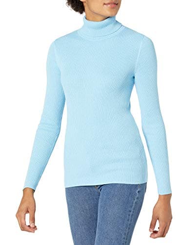 Image of Amazon Essentials Women's Slim-Fit Lightweight Long-Sleeve Turtleneck Jumper, Sky Blue, L