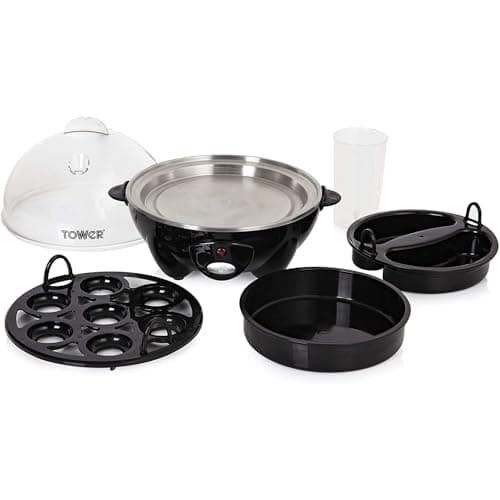 Image of Tower T19023 Multi-Function Egg Cooker with Egg Poaching Tray & Omelette Tray, 360W, Black