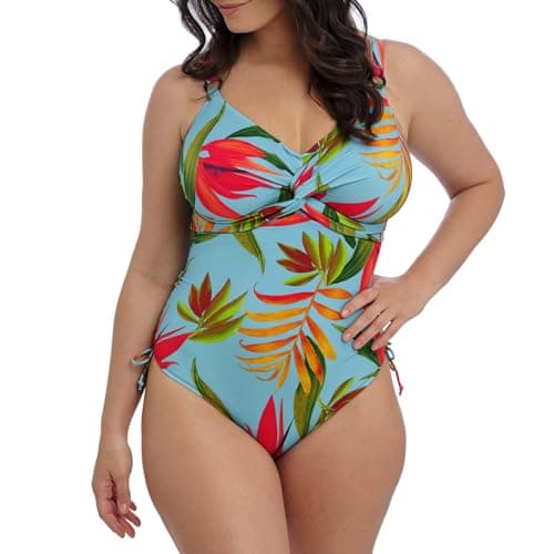 Image of Fantasie Swim Women's Pichola Underwire Twist Front Swimsuit with Adjustable Leg One Piece, Aqua, 38E