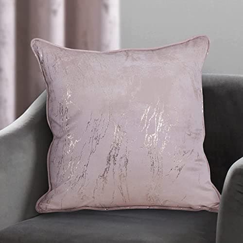 Image of Sleepdown Marble Effect Velvet Filled Cushion Soft Decorative Cushion for Home Decor Sofa Bedroom and Car- 45cm x 45cm - Blush Pink,5056242896364
