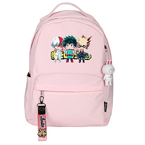 Image of Japanese Anime Izuku Midoriya Deku Cosplay Backpack Bookbag My Hero Academia 3D Cartoon Airplane Backpack Rucksack Satchel Travel Bag Book Bag Gift for HMA Fans 29 x 14 x 41 cm Pink