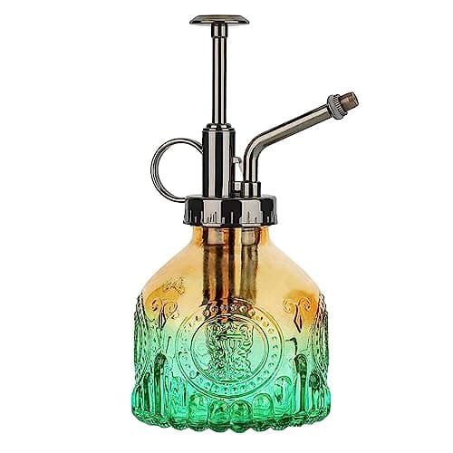 Image of ZIUHEOA Plant Mister Glass Watering Spray Bottle 6.4" Tall Watering Can Retro High-Atomization Nozzle Sealed Leak-Proof,for Garden Plants Flower (Yellow blue gradient)