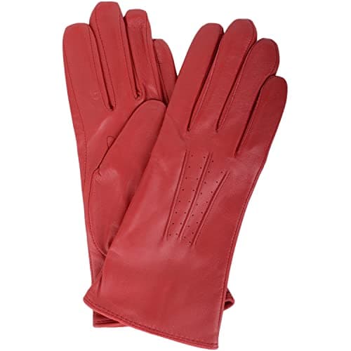 Image of SNUGRUGS Womens Soft Leather Winter Glove with Three Point Stitch Detail - Red - Medium (7")