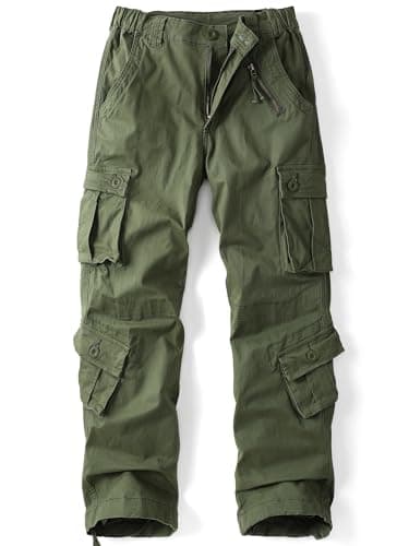 Image of AKARMY Womens Cargo Pants Camo Outdoor Casual Ripstop Military Combat Work Pants with 9 Pockets Green 6