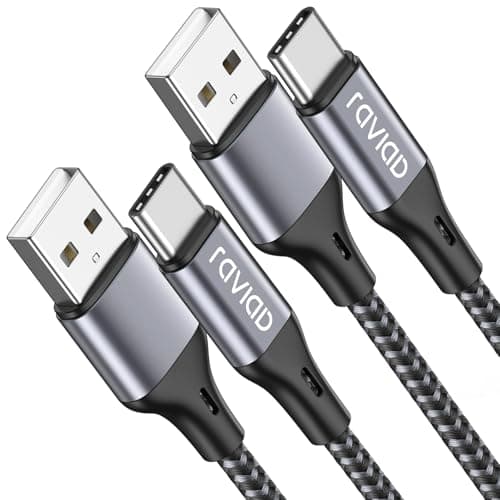 Image of RAVIAD USB C Charger Cable [2Pack 1M], USB to USB C Cable Fast Charging Cable Nylon Braided Type C Charger Cable for iPhone 17 16 15 Plus Pro Max, Samsung Galaxy S24 S23 S22, Pad Pro, Macbook