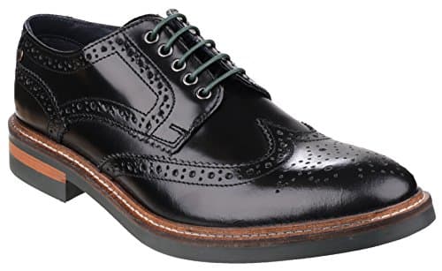 Image of Base London Woburn Hi Shine Black Leather New Mens Formal Brogue Casual Shoes Boots-7