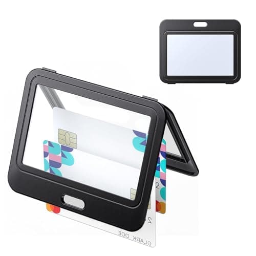 Image of Uniclife ID Badge Holder with Double-Sided Windows Horizontal Hard Plastic Case Black Card Protector Pouch for Office School ID Credit Cards Proximity Key Cards Driver’s Licenses and Passes, 1 Pack