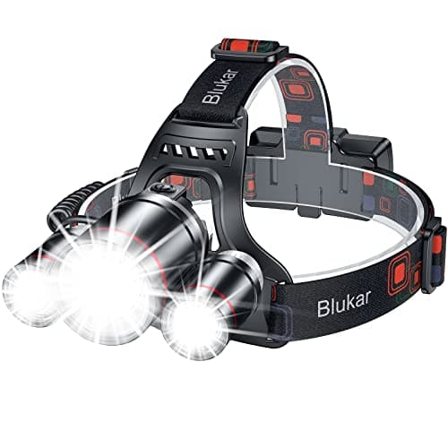 Image of Blukar Head Torch Rechargeable, 8000L Super Bright Headlamp with 3 Lights 5 Modes, 4400mAh Capacity, 20 Hrs+ Runtime - IPX6 Waterproof Adjustable Focus Headlight for Running, Hiking, Fishing etc.