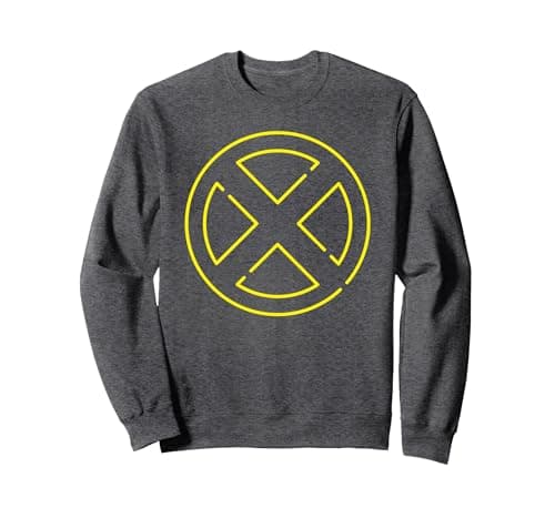 Image of Marvel Super Heroes Neon Light Sign X-Men Symbol X Logo Sweatshirt, Adult Unisex, Dark Heather Grey, Medium