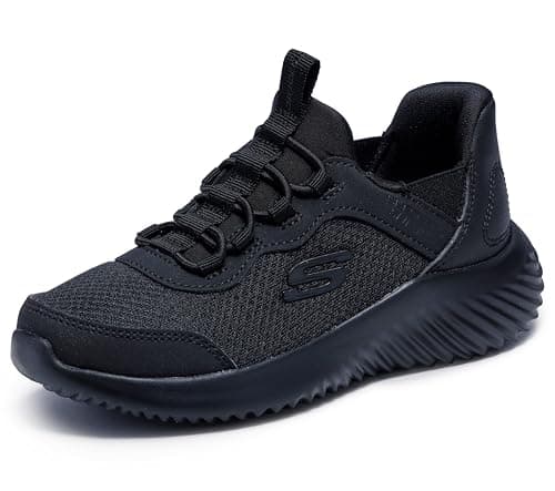 Image of Skechers Boy's Bounder Brisk-Burst Sneaker, Black Synthetic/Black Trim, 12 UK Child