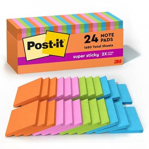 Image of Post-it Super Sticky Notes, 3 in x 3 in, Rio de Janeiro, 70 Sheets/Pad, 24 Pads Cabinet Pack, Blue, Pink, Yellow 90feuilles – Post-it Notes 3 In X 3 In, Rio de Janeiro Collection, 70 Sheets/Pad, 24 Pads Cabinet Pack, 90 Sheets, 30 mm, 30 mm)