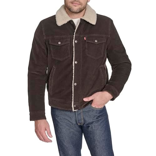 Image of Levi's Men's Cotton Trucker, Chocolate Brown Corduroy, XXL