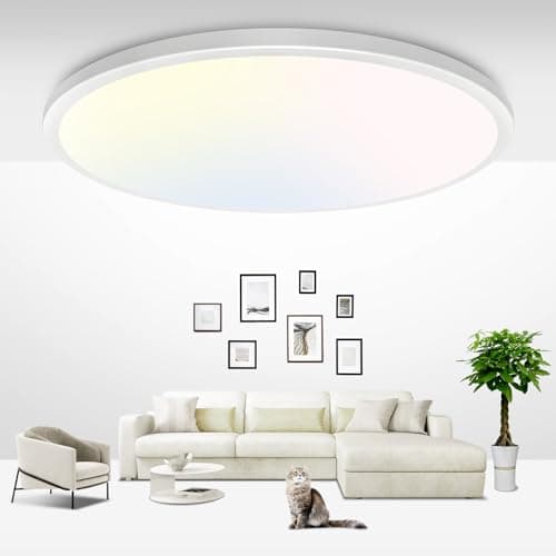 Image of zemty 36W 42CM LED Ceiling Light, Large Bathroom Lights Ceiling 3000K/4500K/6000K,3 Color Temperature Flush Round Ultra Thin for Living Room,Office,Bedroom,Bathroom,Kitchen