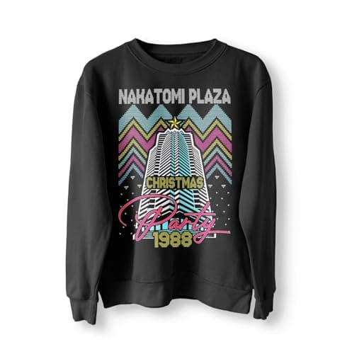 Image of BlackMacaw Nakatomi Plaza Party 1988 Christmas Jumper, Ugly Sweater, Christmas Sweatshirt, Xmas Funny 80's Die Movie Bruce_BLK_S