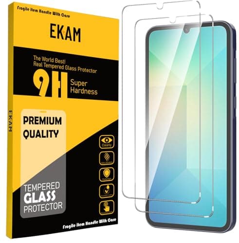Image of EKAM For Samsung Galaxy A06 Screen Protector, [2 PACK] Tempered Glass [9H Hardness] [Bubble Free] [Case Friendly] Screen Protector for Galaxy A06 (6.5 inch)