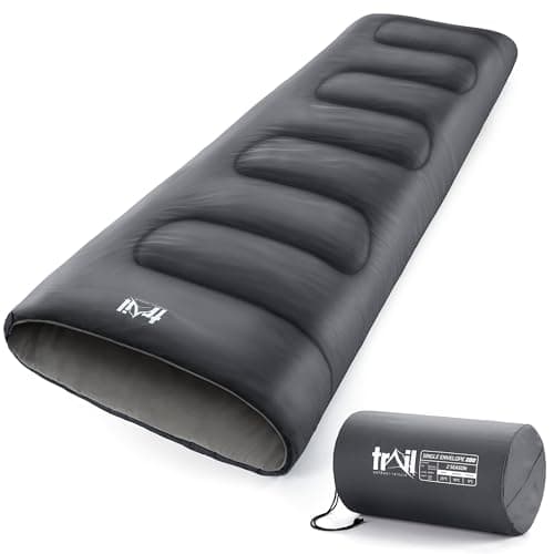 Image of Trail Envelope Sleeping Bag For Adults, Single 2 Season Summer Spring Autumn 200gsm, Outdoor Camping, Lightweight Carry Bag, Storage Pockets, 190cm x 75cm