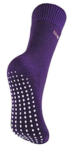 Image of THMO - Ladies Thick Cosy Thermal Slipper Bed Socks with Non Slip Grippers (4-8 UK, Purple)