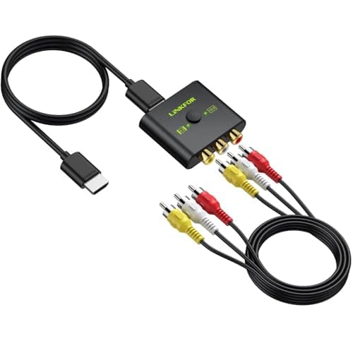 Image of LiNKFOR RCA to HDMI Converter for Wii, PS2, N64 & Retro Games with 1080P/720P Output, Supports 4:3 & 16:9 Aspect Ratios, Includes 1.5ft HDMI Cable & 3ft AV Cable