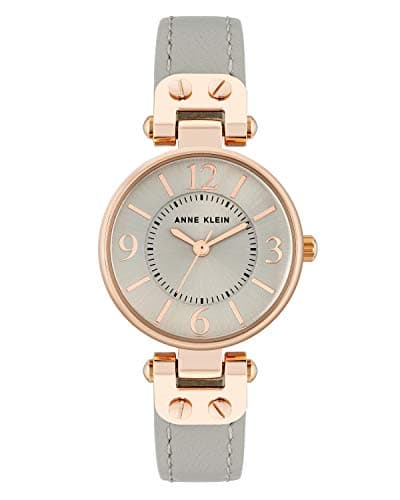 Image of Anne Klein Women's Leather Strap Watch, Grey