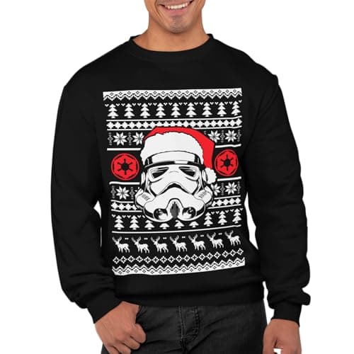 Image of Graphic Impact Inspired Ugly Santa Face Chritstmas Santa Fictional Space Character Xmas Sweatshirt Sweater Christmas Jumper (Black, Large)