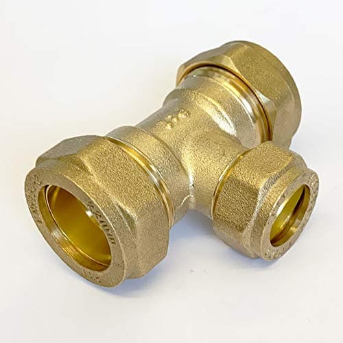 Image of Reducing Tee 22mm x 22mm x 15mm Compression WRAS Approved Heavy Pattern Embrass